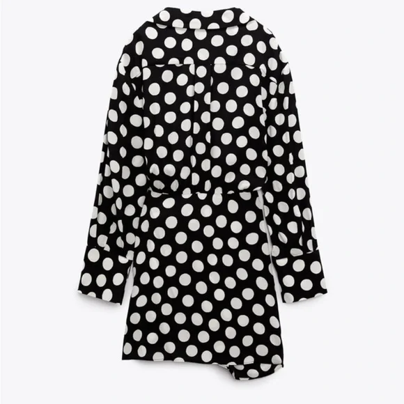 NWT Zara Asymmetrical Polka Dot Shirt Dress - Picture 6 of 12